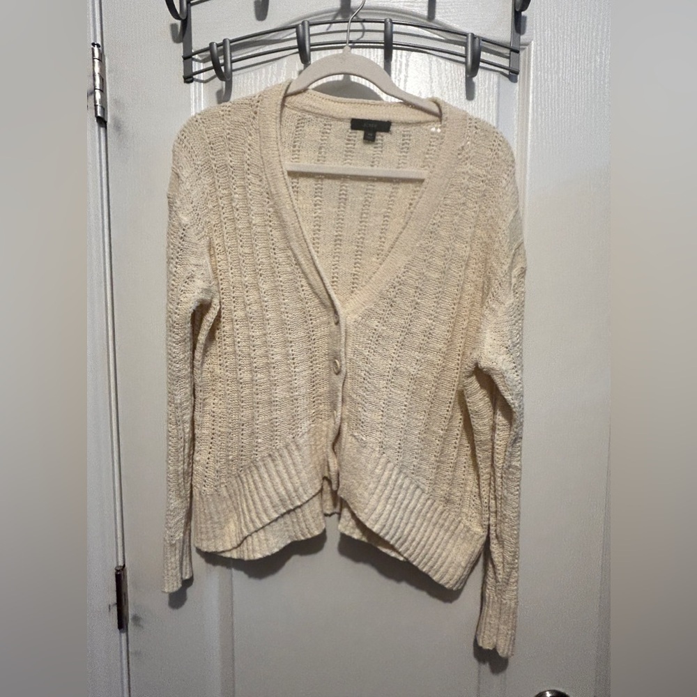 J. Crew Point Sur open‎ knit cardigan women’s XS boxy cream coastal cowgirl boho